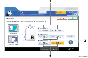 Nummerert illustrasjon av betjeningspanel