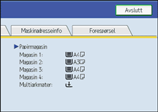 Illustrasjon av betjeningsskjermbildet