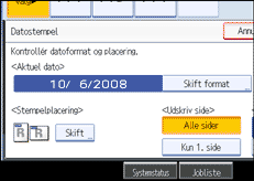 Illustration af betjeningspanelets sk&aelig;rm