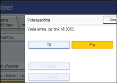 Illustration af skærmen på betjeningspanelet