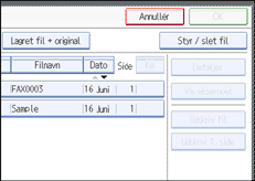 Illustration af skærmen på betjeningspanelet