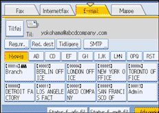 Illustration af skærmen på betjeningspanelet