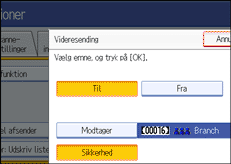 Illustration af sk&aelig;rmen p&aring; betjeningspanelet