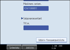 Illustration af skærmen på betjeningspanelet