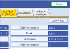 Illustration af skærm på betjeningspanel