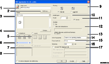 Illustration af programsk&aelig;rmbillede, nummereret henvisningsillustration