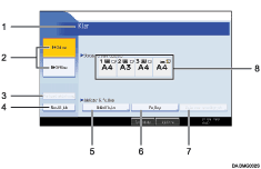 Illustration af betjeningspanelets skærmbillede