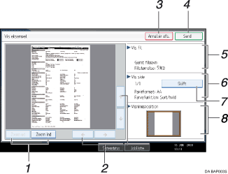 Nummereret illustration af sk&aelig;rm p&aring; betjeningspanel