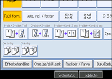 Illustration af skærmen på betjeningspanelet