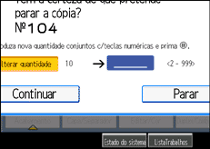 Imagem do ecrã do painel de operação