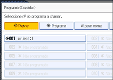 Imagem do ecrã do painel de operação