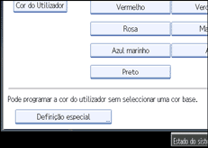 Imagem do ecrã do painel de operação