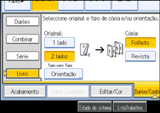 Imagem do ecrã do painel de operação