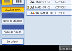 Imagem do ecrã do painel de operação