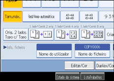 Imagem do ecrã do painel de operação