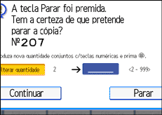 Imagem do ecrã do painel de operação