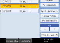 Imagem do ecrã do painel de operação