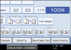 Imagem do ecrã do painel de operação