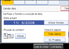 Imagem do ecrã do painel de operação