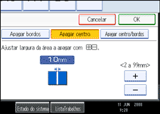Imagem do ecrã do painel de operação