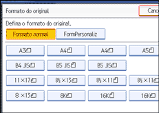 Imagem do ecrã do painel de operação