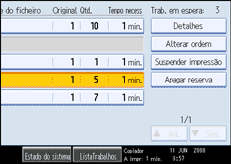 Imagem do ecrã do painel de operação