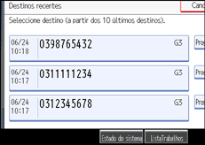 Ilustração do ecrã do painel de operação