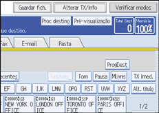 Ilustração do ecrã do painel de operação