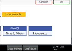Ilustração do ecrã do painel de operação