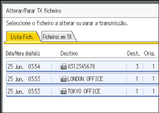 Ilustração do ecrã do painel de operação