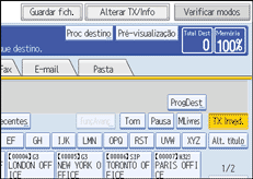 Ilustração do ecrã do painel de operação