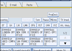 Ilustração do ecrã do painel de operação