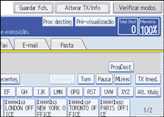 Ilustração do ecrã do painel de operação