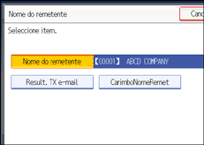 Ilustração do ecrã do painel de operação