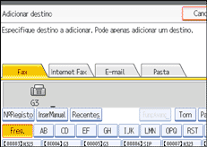 Ilustração do ecrã do painel de operação