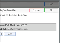 Ilustração do ecrã do painel de operação