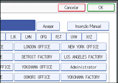 Ilustração do ecrã do painel de operação