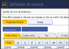 Ilustração do ecrã do painel de operação