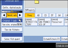 Ilustração do ecrã do painel de operação