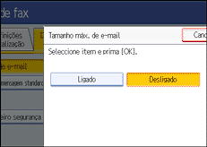 Ilustração do ecrã do painel de operação
