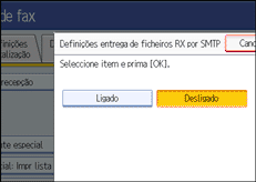Ilustração do ecrã do painel de operação