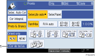Imagem numerada da imagem do ecrã do painel de operação
