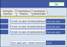 Imagem do ecrã do painel de operação