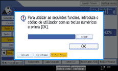 Imagem do ecrã do painel de operação