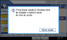 Imagem do ecrã do painel de operação