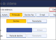Ilustração do ecrã do painel de operação