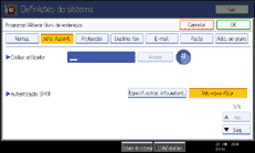 Ilustração do ecrã do painel de operação