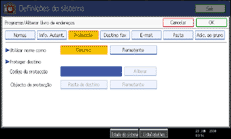 Ilustração do ecrã do painel de operação