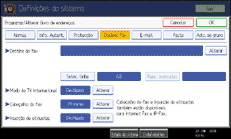 Ilustração do ecrã do painel de operação