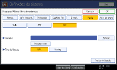 Ilustração do ecrã do painel de operação